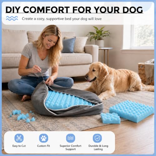 Gerrii 72" X 24" X 1" Egg Foam Pad, 30d High-Density Couch Cushion, Blue - color: Blue, size: 72" X 24" X 1"