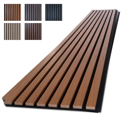 NeatiEase Wood Panels for Wall, 4-Piece 94.5" x 11" Soundproof Wood Slat Wall Panel for Interior Wall Decor Noise Cancelling, Acoustic Wall Panels, Sound Absorbing Panel (Teak) - color: Teak, size: 94.5" x 11"