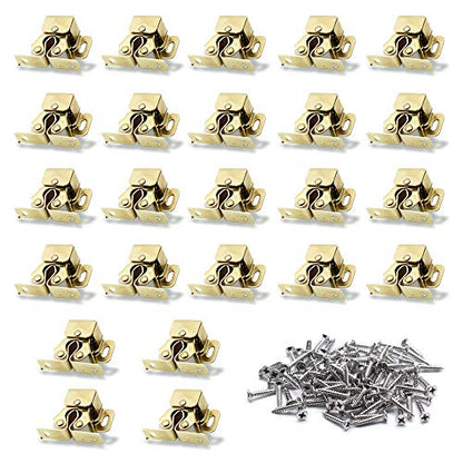 Luomorgo Double Roller Catch Cabinet Latches, Gold, 24 Pack - color: Gold, size: 24 Pieces