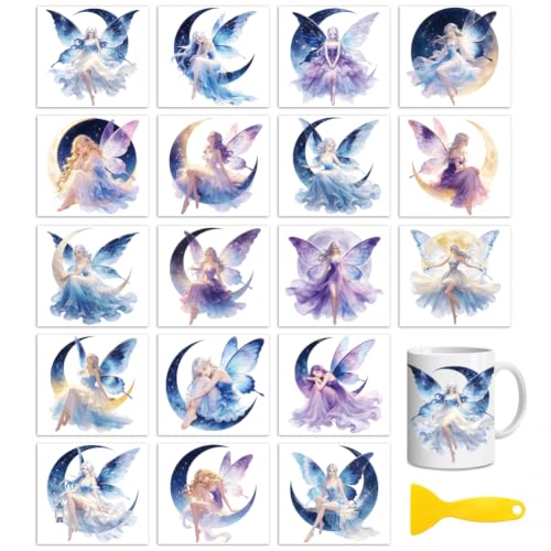 Peacoblue Moon Fairy Rub On Transfers for Craft, Transfer Sticker - style: Moon Fairy and Stars