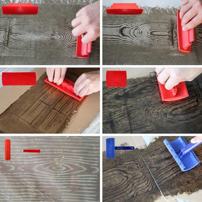 Wood Grain Tool Set, 6 Pcs 7" Fake Wood Grain Roller Painting Tool - size: 6pcs,W01