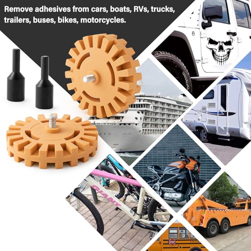Gomake Eraser Wheel Decal Remover Tool Kit Rubber Eraser Wheel for Drill - size: 2 Pack Slotted