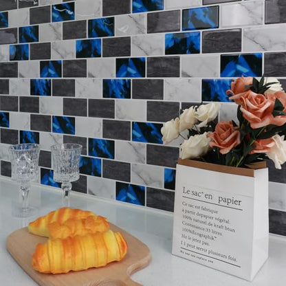 STICKGOO Subway Tile Peel and Stick Backsplash, Thicker Design 12" x 12" Stick on Backsplash Tiles for Kitchen, Bathroom, Wall Tile (10 Sheets, Blue Grey) - color: Blue Grey