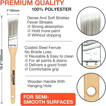 King Origin 3 PCS Paint Brushes, 1 Inch Angled Paint Brush - size: 1 Inch, 3 Pack
