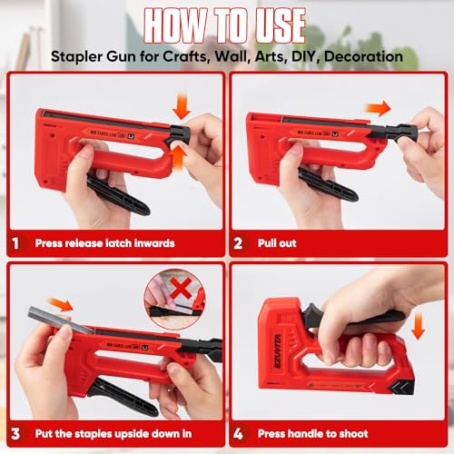 Light Duty Staple Gun for Wood, Red Upholstery Staple Gun Kit - color: Red