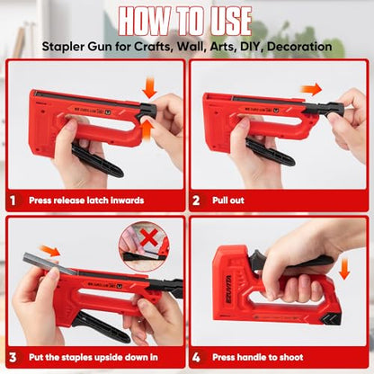 Light Duty Staple Gun for Wood, Red Upholstery Staple Gun Kit - color: Red
