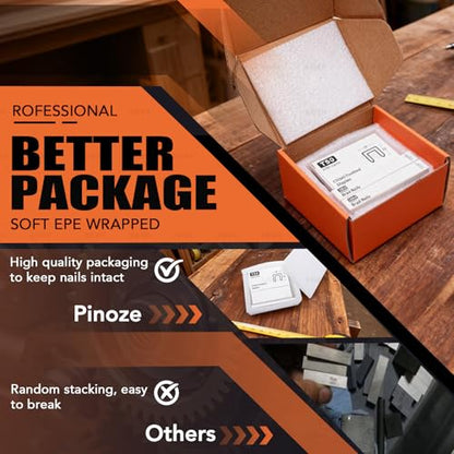 PINOZE Heavy Duty T50 Staples & 18GA Brad Nails Combo Kit, 7500-Count, 3/8" Crown T50 Staples with Toothed Chisel for Staple Gun (1/4, 3/8, 1/2 Inch) + 18 Gauge Brad Nails (5/8 Inch) - size: 7500-Count