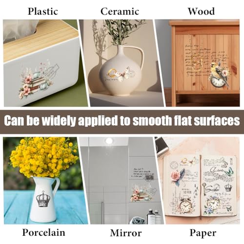 PLIGREAT 3 Sheets Retro Style Clocks Rub on Transfers for Crafts Flowers Birds Art Rub on Stickers for Furniture Wood Cabinet Ceramic Scrapbooking Decorative Transfer Stickers - style: Retro