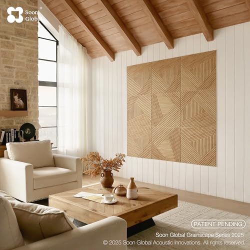 Soon Global Acoustic Wall Panels,Timber Spiral - color: Timber Spiral, size: 23.6 X 23.6 Inches