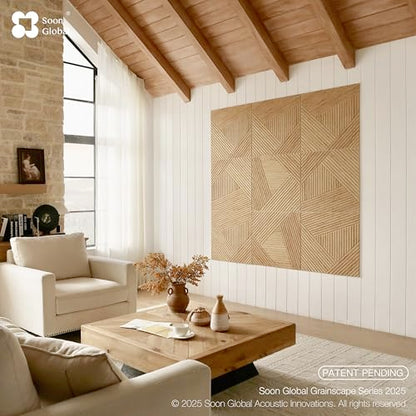 Soon Global Acoustic Wall Panels,Timber Spiral - color: Timber Spiral, size: 23.6 X 23.6 Inches