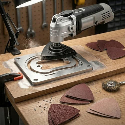 Oscillating Tool Sanding Pad Kit, 106Pcs Multi Tool Sanding Pads with 2 Triangle Sanding Pads, 2 Finger Sanding Pads, 100 Sandpaper Sheets, 60-240 Grit for Wood Metal Plaster Grinding Polishing - size: 104 pcs Triangle and Finger Sanding Pads