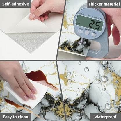Peel and Stick Tile Shower Waterproof Marble Tiles Wall Panels, 11.8"x11.8" Self-Adhesive Backsplash Tile, 20 Pack - color: Gold with Gray, size: 20 Pack