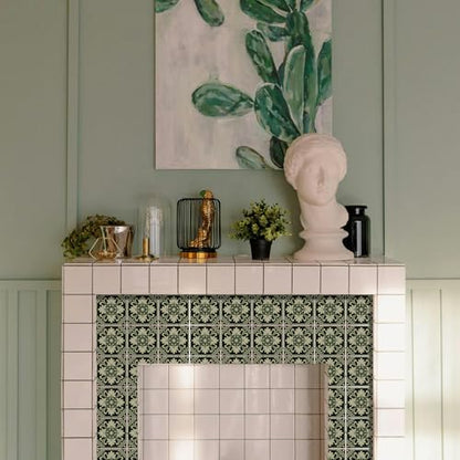 36 Pcs 4 Styles Retro Bohemian Patten Tile Sticker Green Patten Wall Tile Stickers Waterproof Self Adhesive Stick on Decals for Kitchen Bathroom Wall Art 4×4 Inch - color: Colorful