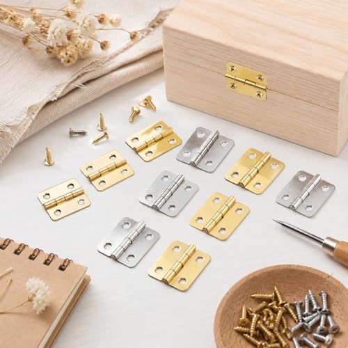 60PCS Small Hinges for Wooden Box, 0.7in Brass Hinges for Crafts, Small Box