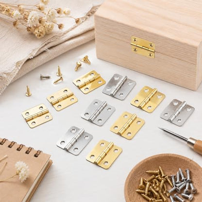 60PCS Small Hinges for Wooden Box, 0.7in Brass Hinges for Crafts, Small Box