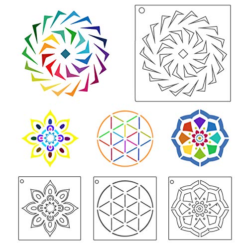 Augshy 56 Pack Mandala Stencils for Dot Painting on Wood Furniture - style: Mandala