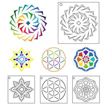 Augshy 56 Pack Mandala Stencils for Dot Painting on Wood Furniture - style: Mandala