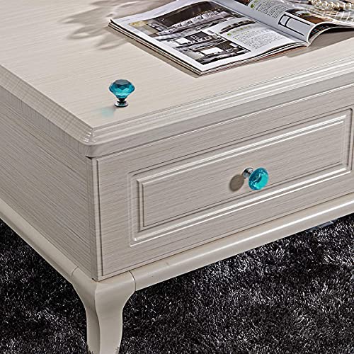 Akstore 6 Pcs Crystal Glass Cabinet Knobs 30mm Diamond Shape Drawer Kitchen Cabinets Dresser Cupboard Wardrobe Pulls Handles (30mm, Light Blue) - color: Light Blue, size: 30 mm