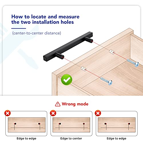 Matte Black Cabinet Handles Drawer Pulls 3.75 Inch CC 25 Pack - color: Matte Black Square T-Shaped, size: 3-3/4" Hole Center