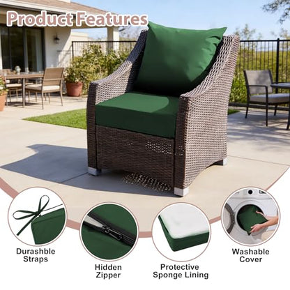Outdoor Deep Seat Cushion Set, 24x24 Inch, Forest Green, Set of 1 - color: Forest Green