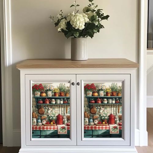 OLYCRAFT 3 Sheets/Set Rub on Transfers for Craft 12x6 Inch Countryside Kitchen PVC Furniture Decal Reusable Waterproof Transfer Self-Stick Tableware Transfer with Scraper for Dressers Cabinets Window - style: Kitchen