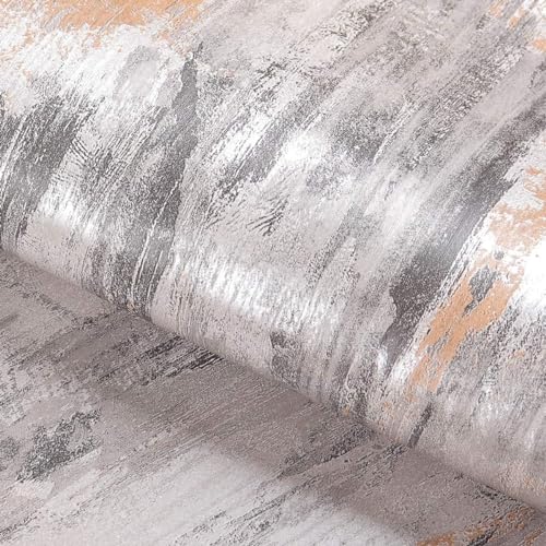 Livelynine 24 X 394 Wide Concrete Peel and Stick Wallpaper for Living Room Silver Grey Metallic Cement Wall Paper for Bathroom Waterproof Contact Paper for Countertops Basement Wall Covering Bedroom - color: Metallic Concrete, size: 24" x 394"