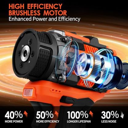 Brushless Cordless Polisher, 2 Variable Speed Mini Buffer Polisher (0-500/0-3000 RPM), 2x2600mAh Batteries, 1/2/3" Backing Pads, 52 Accessories, Small Sander for Car Detailing/Buffing/Sanding/Waxing
