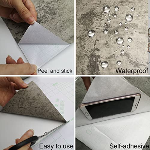 32x590in Extra Wide Grey Concrete Wallpaper Peel and Stick 3D Cement Look Contact Paper Matte Thicken Adhesive Waterproof Vinyl Wall Sticker for Bedroom Living Room Retro Industrial Style Earthy Grey - color: Earthy Gray, size: 32" x 590"