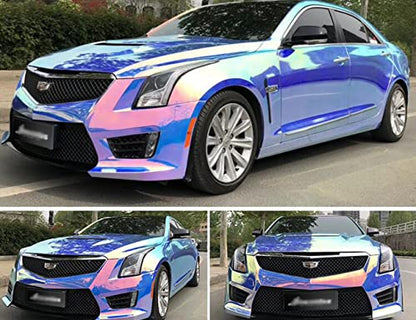 Holographic Rainbow Chrome Car Adhesive Vinyl Wrap Gloss Decal Sticker Film Sheet Air Bubble Free DIY Vinyl - color: Sky Blue, size: 0.66ft x 1ft