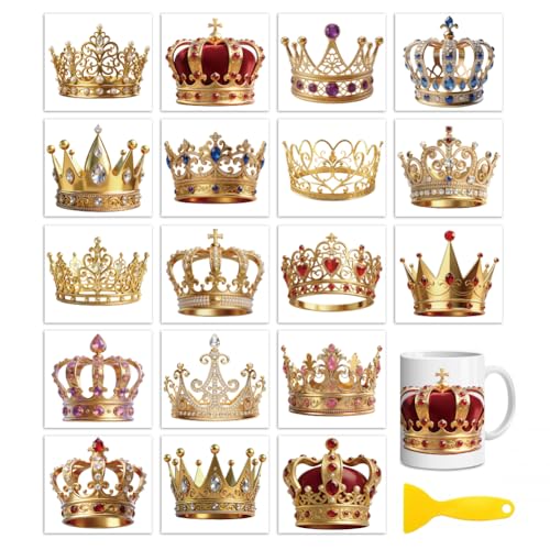 Peacoblue Crowns Rub On Transfers for Craft, Transfer Sticker - style: Crowns