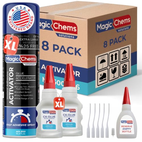 Magic Chems CA Glue with Activator, Cyanoacrylate Adhesive, Acrylic, 8 Pack - size: 8 Pack