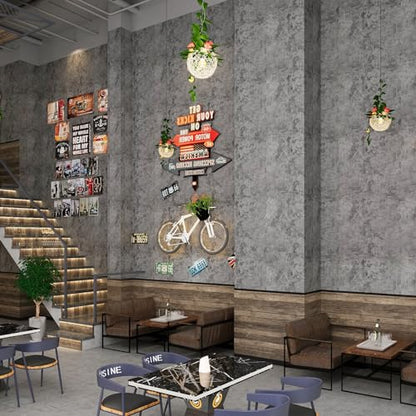 Wall Paper Peel and Stick Modern Grey Concrete Textured Wallpaper Extra Wide Industrial Cement Wallpaper 24"x591" Rust Wall Sticker Vinyl Wrap Cement Vinyl for Bedroom Bathroom Living Room Walls - color: Gray, size: 24" x 591"