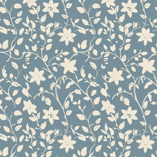 YXTII Blue Floral Wallpaper Peel and Stick Vintage Wallpaper Self Adhesive Removable Easy Peel Off Stick on Wall Paper for Bedroom - color: Blue, size: 17.3" x 78.7"