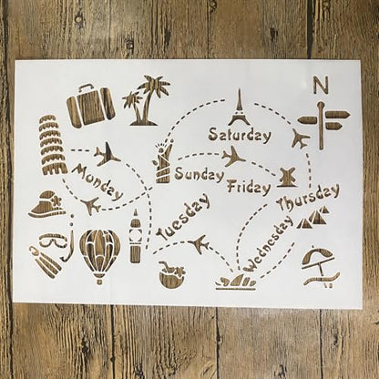 TIAMECH A4 Reusable World Travel Landmark Stencil for Painting - color: World Travel Landmark