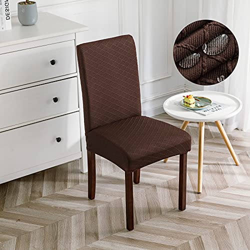 Genina Waterproof Chair Covers for Dining Room Dining Chair Covers Kitchen Parsons Chair Covers (Chocolate, 2 PCS) - color: Chocolate, size: 2 PCS