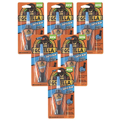 Gorilla Micro Precise Super Glue, 6 Gram, Clear, (Pack of 6) - size: 6 - Pack