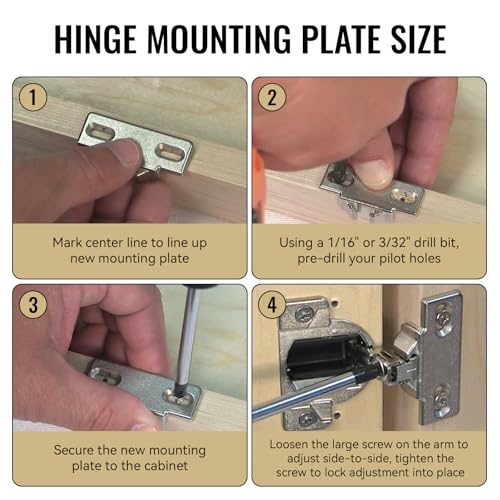 4 Pack Hinge Mounting Plate Replacement for Blum 1 3/8" Overlay Compact 33