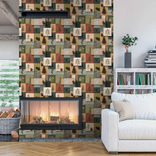 Modern Rustic Pine Tree Wallpaper, Wood Peel and Stick Wallpaper - size: 17.7" x 236"