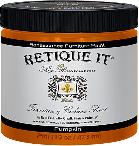 Retique It Chalk Furniture Paint, 32 Fl Oz (Pack of 1), 74 Pumpkin - color: 74 Pumpkin, size: 16 Ounce (Pack of 1)