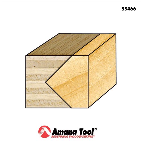 Amana Tool - 55466 2Piece Carbide Tipped Edge Banding 90 Deg x 1-25/32 Dia x 1-1/32 x 1/2 - size: 90 Deg x 1-25/32 Dia x 1-1/32 x 1/2