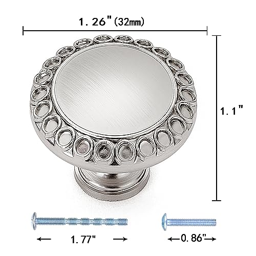 20 Pack 1.26 Inch Round Brushed Nickel Cabinet Knobs - color: Brushed Nickel Knobs