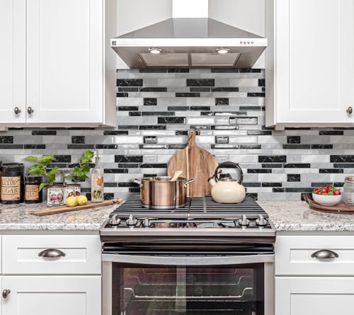 DEWOO Kitchen Backsplash 3D Self Adhesive Peel and Stick Wall Tile 10 Sheet - color: Gray
