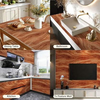 HOMETITUTE Light Brown Wood Grain Peel Stick Wallpaper 15.7x39.4 Vinyl - color: Wallpaper#2