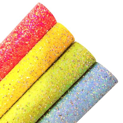 Sparkly Diamond Candy Color Chunky Glitter Fabric Sheets, Shiny Pastel Macaroon Faux Leather for DIY Crafting, 8 x 12 Inch (Diamond Candy) - color: Diamond Candy