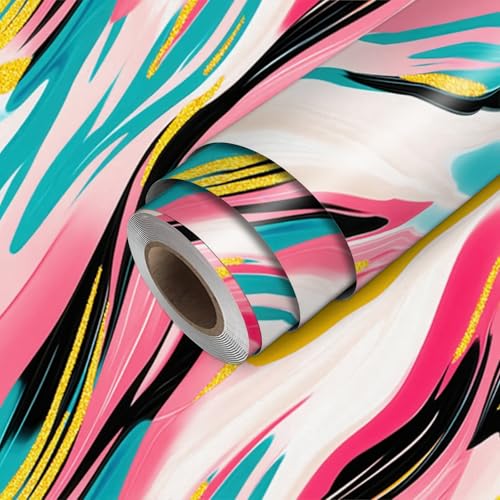 HOMETITUTE Brushstroke Peel and Stick Wallpaper 118.1x17.7 Inch Vinyl - color: Vibrant Brushstroke Modern