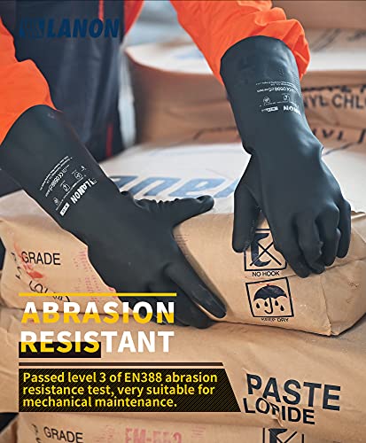 LANON Rubber Chemical Resistant Glove,Heavy-duty Work,Unlined,Black,XXLarge - size: 2X-Large (Pack of 1)