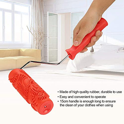 Utoolmart 7" Home Wall Rubber Paint Roller 175mm Wooden Grain Painting Roller with Plastic Handle 1Pcs - size: EG045T