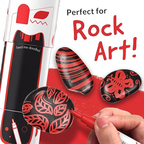 5 Red Paint Pens - Permanent Marker for Rock Painting, Wood, Tire - color: Red