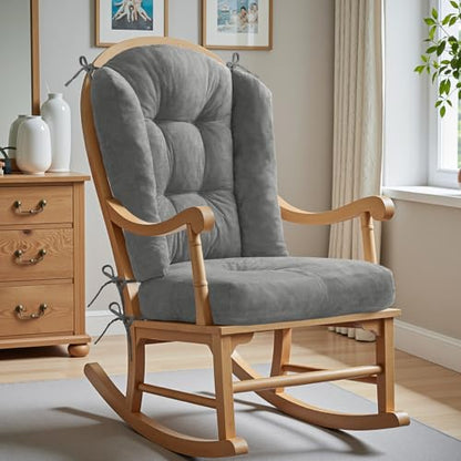 Wingback Rocking Chair Cushion Set, Medium, Grey - color: Grey, size: 28 x28 x3 in & 18.5 x18.5 x4 inch