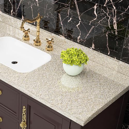 Livelynine 24 X197inch Brown Granite Peel and Stick Countertops Waterproof Contact Paper for Bathroom Counter Top Covers Kitchen Wallpaper Self Adhesive Renter Friendly Countertop Vinyl Wrap Laminate - size: 24" x 197"